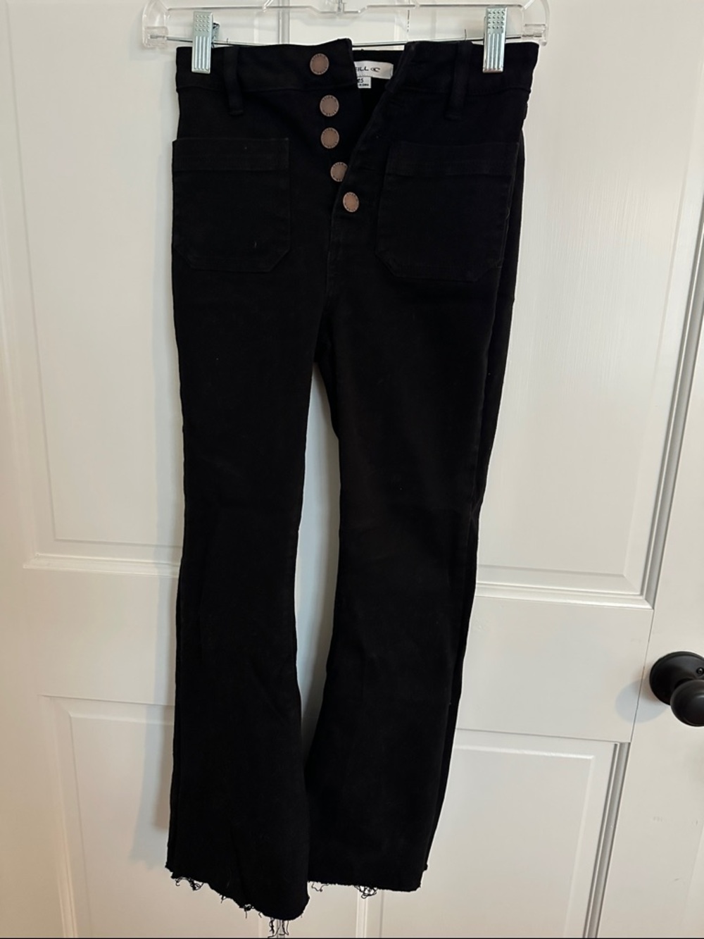 O'Neill Black Ankle Crop Jeans with Front Buttons